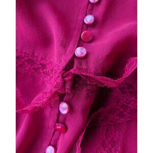 The Limited 100% Silk Flattering Sheer Feminine Buttoned Red Blouse Size S